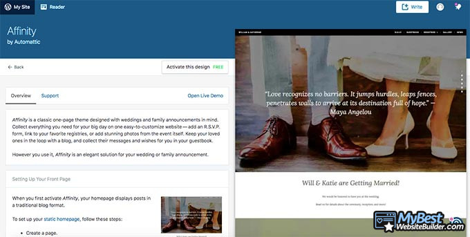 WordPress review: the affinity theme.