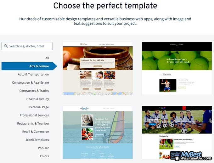 1&1 website builder review: template examples.