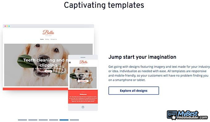 1&1 website builder review: template descriptions.