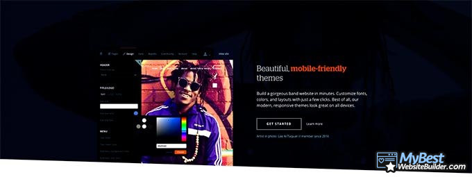 Bandzoogle review: mobile-friendly themes.