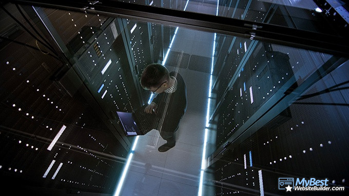 Best VPS hosting: a man working on servers.