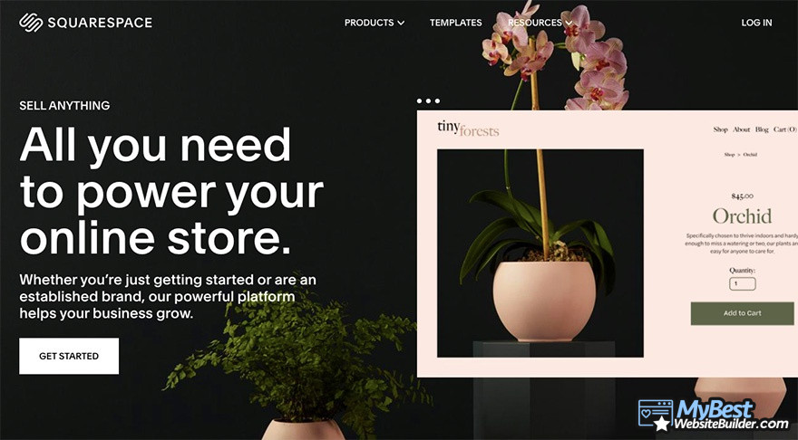 BigCommerce competitors: Squarespace homepage.