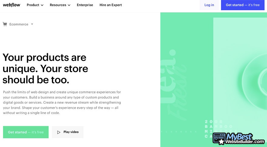 BigCommerce competitors: Webflow homepage.