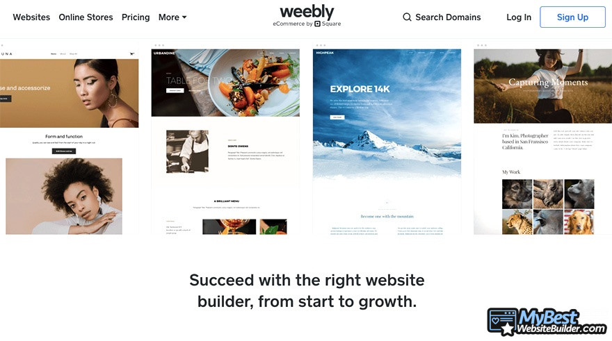 BigCommerce competitors: Weebly homepage.