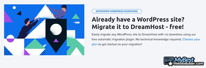 DreamHost reviews: site migration.