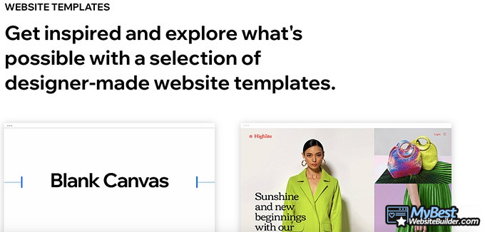 Editor X review: get inspired with templates.