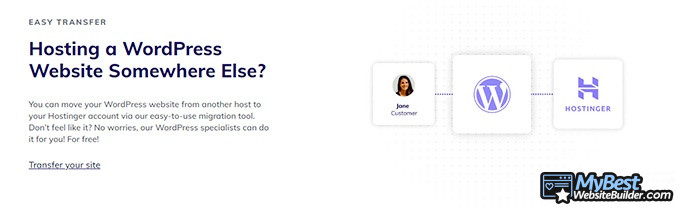 Free WordPress hosting: Hostinger site transfer.