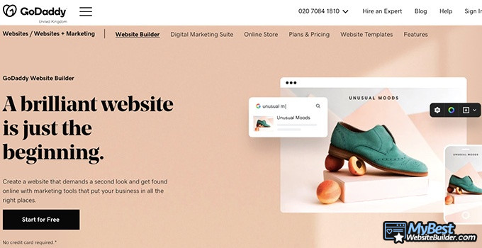 GoDaddy alternatives: GoDaddy Website Builder homepage.