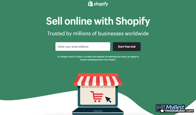 GoDaddy alternatives: Shopify homepage.