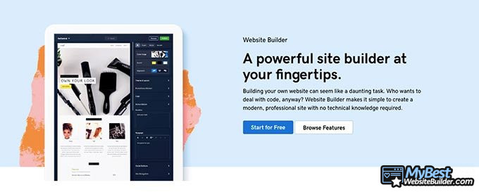 GoDaddy website builder review: site builder advert.