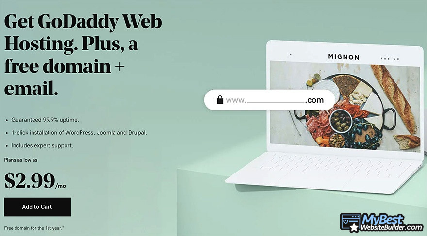 HostGator alternatives: GoDaddy web hosting homepage.