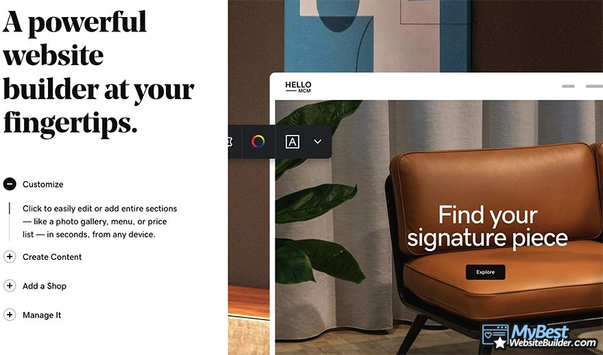 HostGator alternatives: GoDaddy website builder homepage.