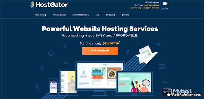 Hostgator website builder review: homepage
