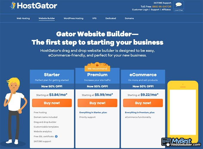 Hostgator website builder review:  pricing