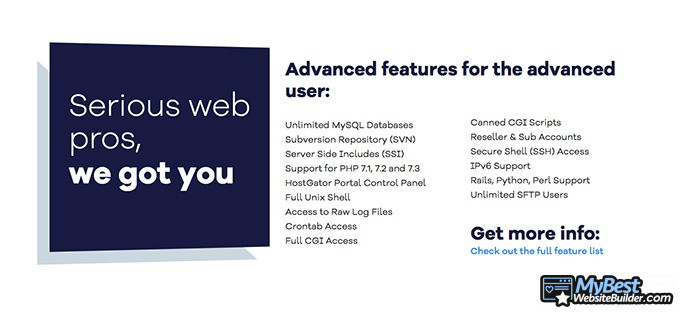 HostGator review: advanced features.