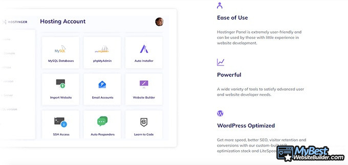 Hostinger review: the user interface.