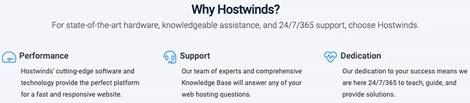 Đánh giá Hostwinds: các tính năng.