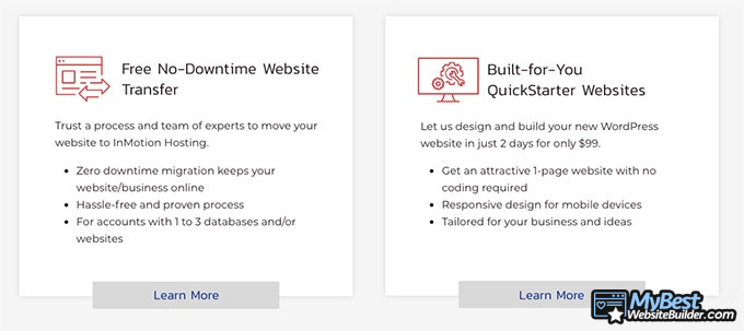 Reseña InMotion Hosting: Transferencia de sitios web sin downtime.