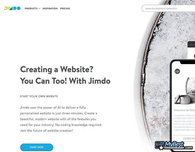Jimdo review: homepage. Jimdo review: homepage.