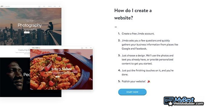 Jimdo review: site creation process.