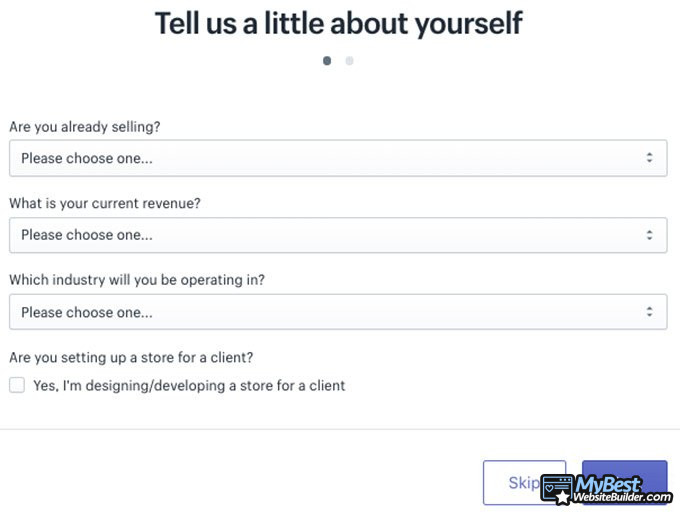 Cara kerja Shopify: pendaftaran akun Shopify.