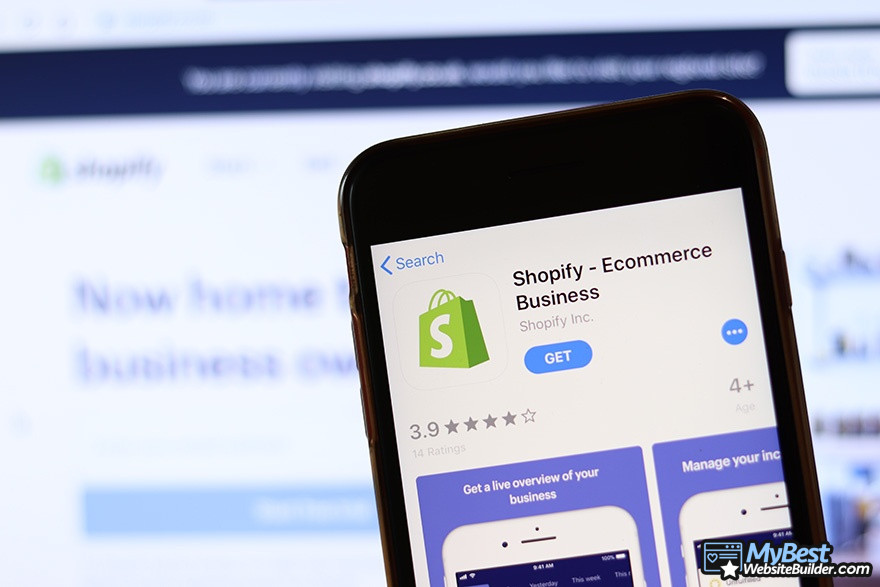 Shopify VS WordPress:  Shopify app on a phone.