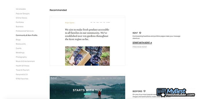 Squarespace review: theme templates.