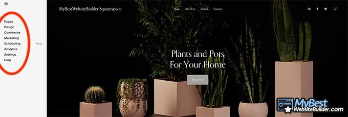 Tutorial Squarespace: a página inicial da sua interface de construção.