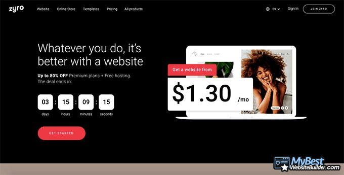 What is a domain: Zyro's homepage.