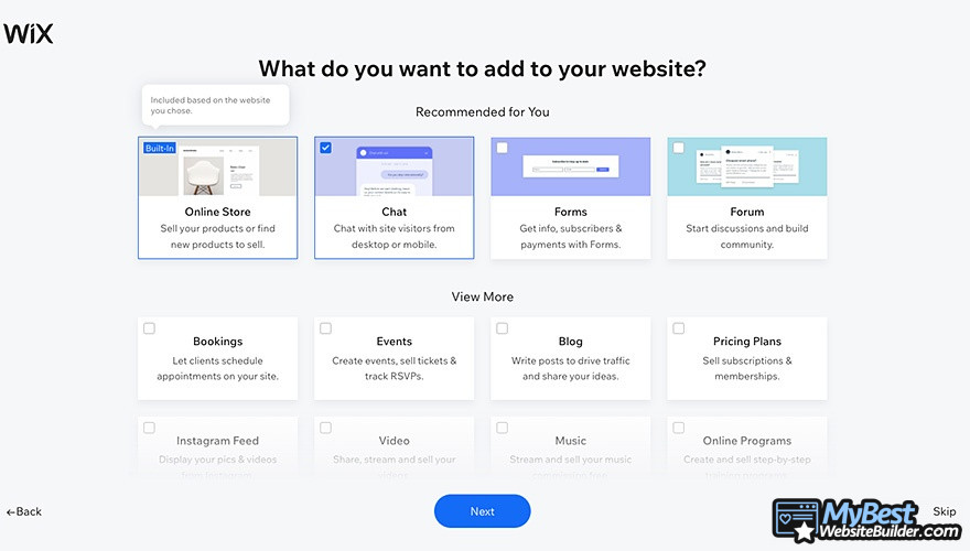 Wix VS GoDaddy: Wix ADI interface.