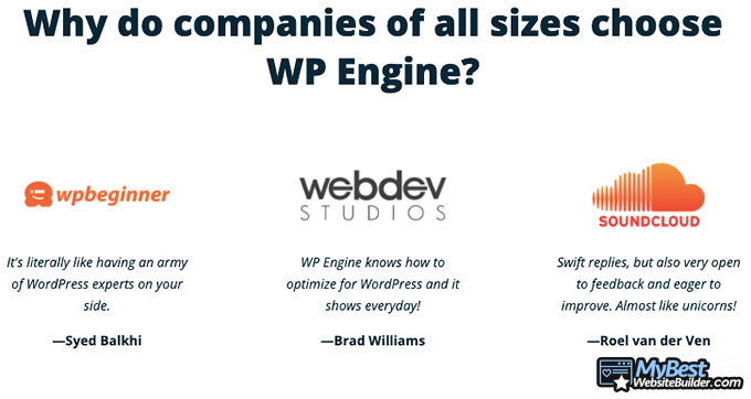 Revisões do WP Engine: clientes.